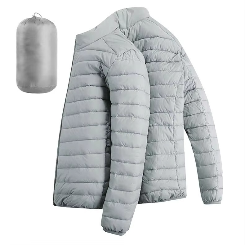 Men's Lightweight Hooded Cotton Down Jacket with Zip Pockets – Casual Winter Parka