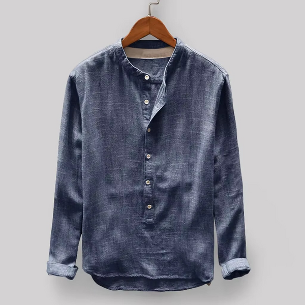 Men's 2025 Solid Color Cotton-Linen Long Sleeve Shirt
