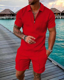 Men’s Summer Hawaiian Polo & Shorts Set – 3D Printed Streetwear Outfit