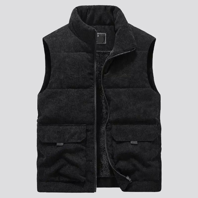 Men's Winter Wool Blend Padded Vest, Warm Sleeveless Jacket, Plus Size up to 6XL