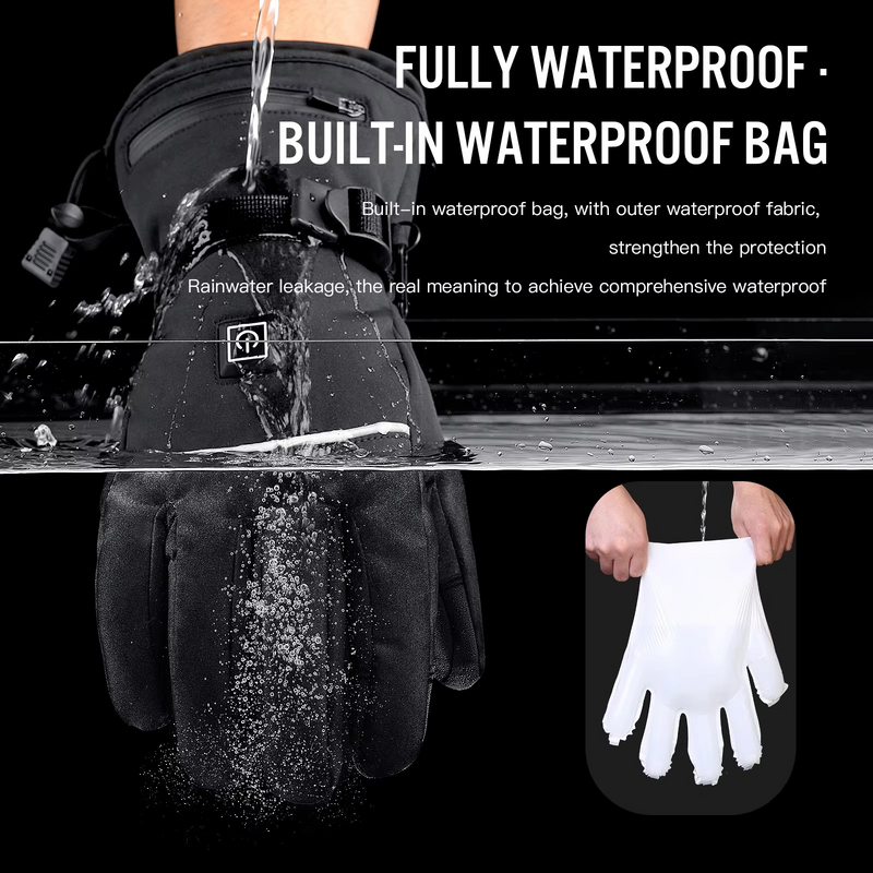 Heated Motorcycle Gloves, Waterproof Rechargeable Winter Thermal Riding Gloves