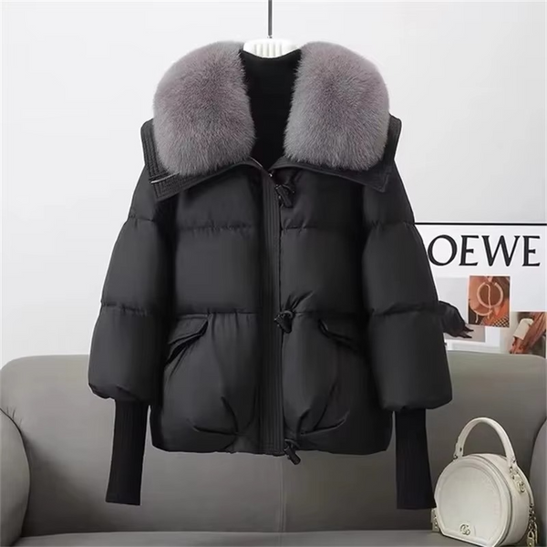 Women's 2025 Winter Parka Coat with Big Faux Fur Collar – Warm Down Cotton Outerwear
