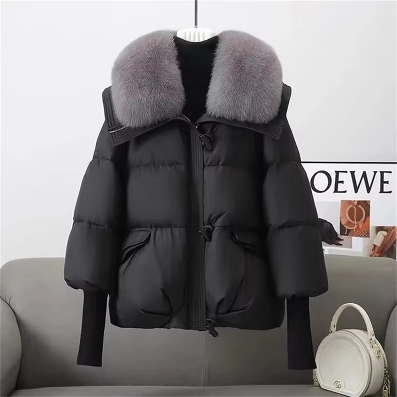 Women's 2025 Winter Parka Coat with Big Faux Fur Collar – Warm Down Cotton Outerwear