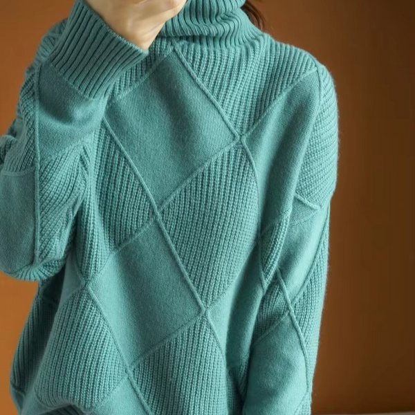 Womens Turtleneck Oversized Knit Sweater Pullover Long Sleeve Solid Jumper Top