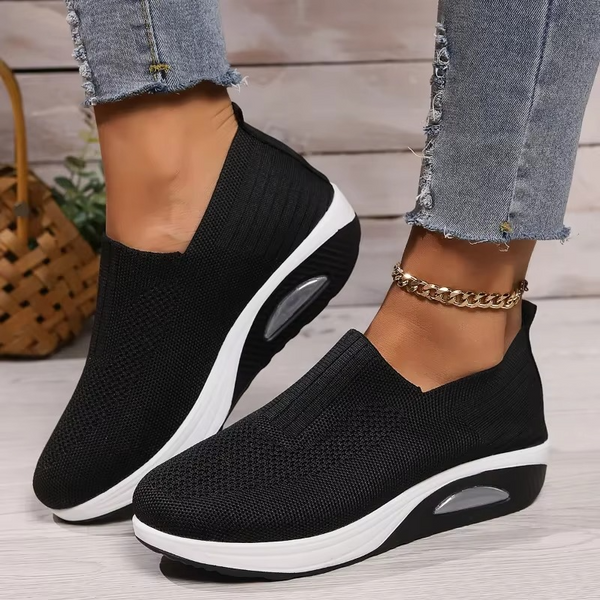 Women’s Orthopedic Air Cushion Walking Shoes – Breathable Non-Slip Wedge Mules