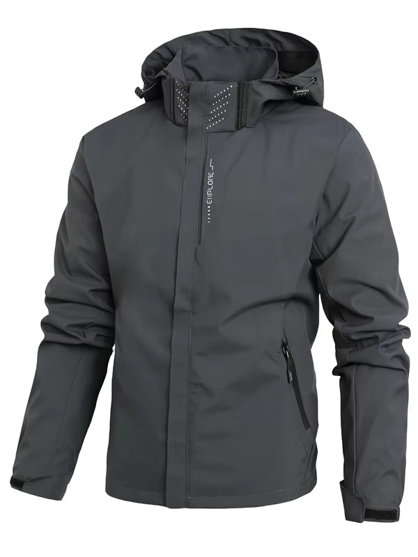 Men's Lightweight Waterproof Hooded Rain Jacket for Hiking and Outdoor Adventures