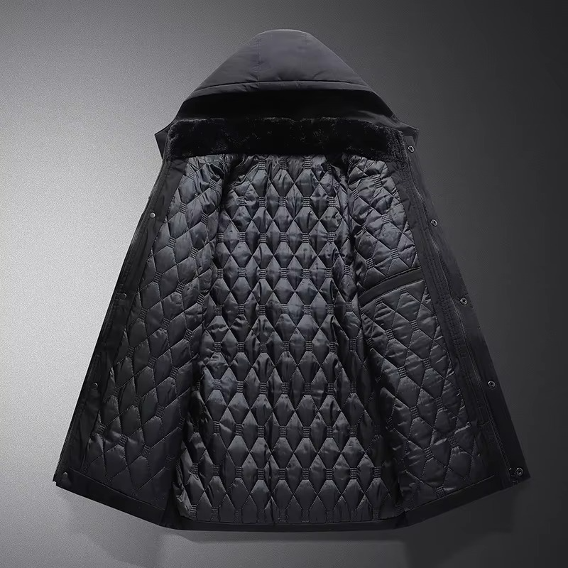 Men's Thick Fleece Winter Parka Jacket with Hood