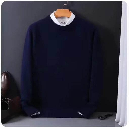 Classic Cashmere O-Neck Men's Sweater Soft Warm Knitted Pullover