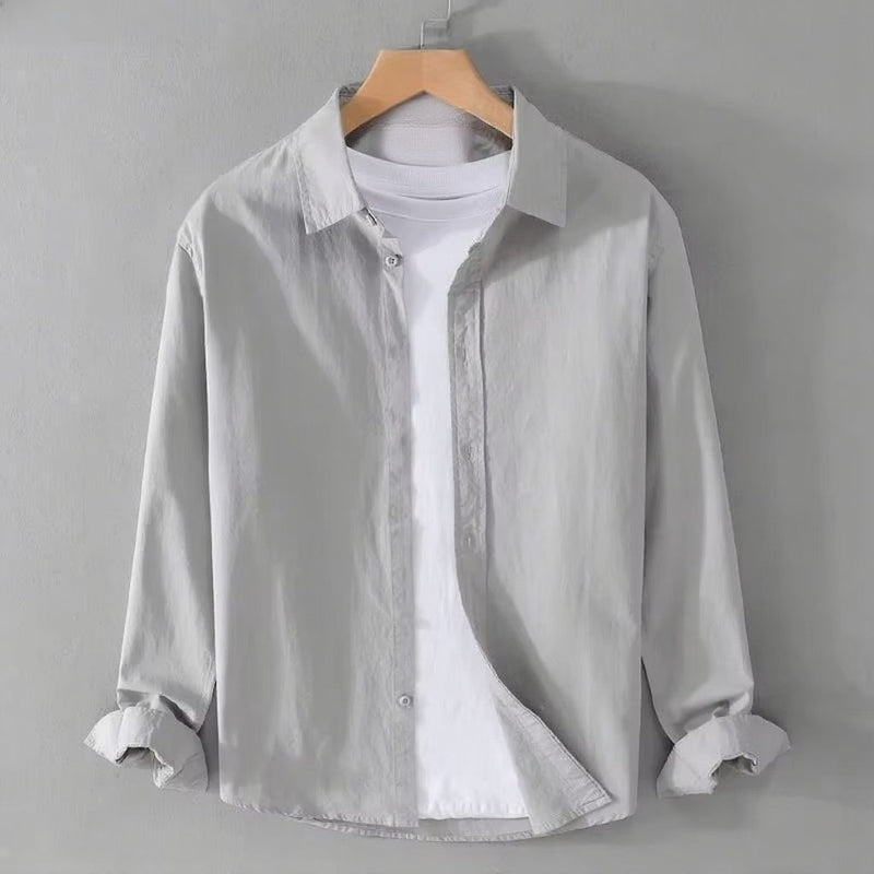 Men's Lightweight Cotton Linen Long Sleeve Casual Shirt
