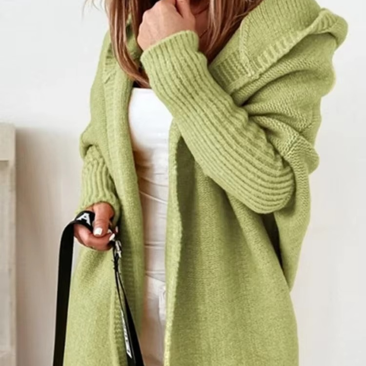 Cozy Long Hooded Knitted Cardigan for Women