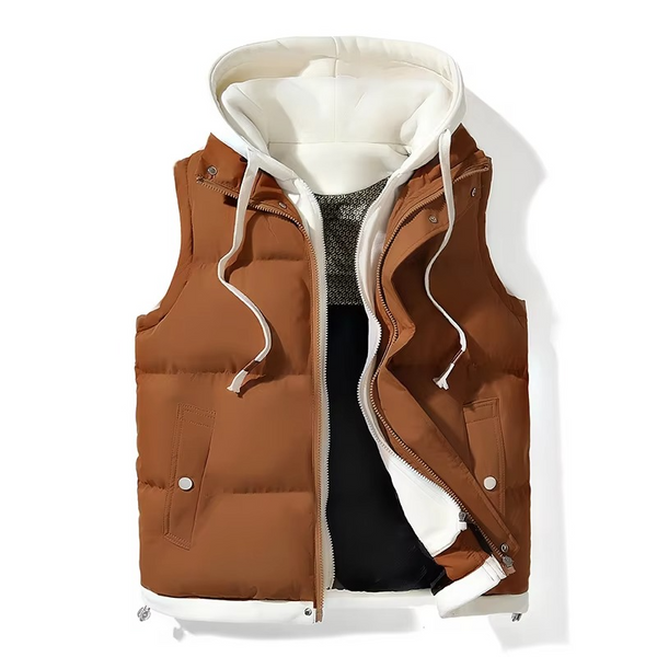 Men’s Winter Hooded Puffer Vest Sleeveless Warm Cotton Jacket