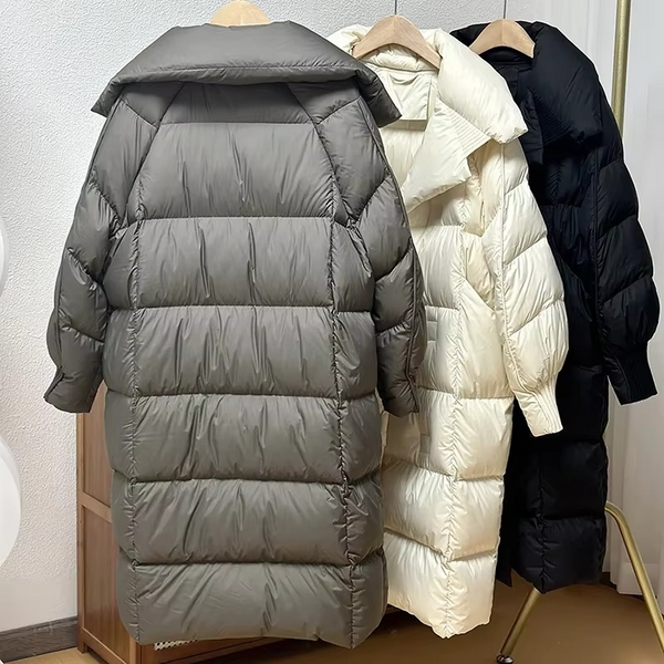 Women's Long Down Coat – Warm Oversized Winter Outerwear
