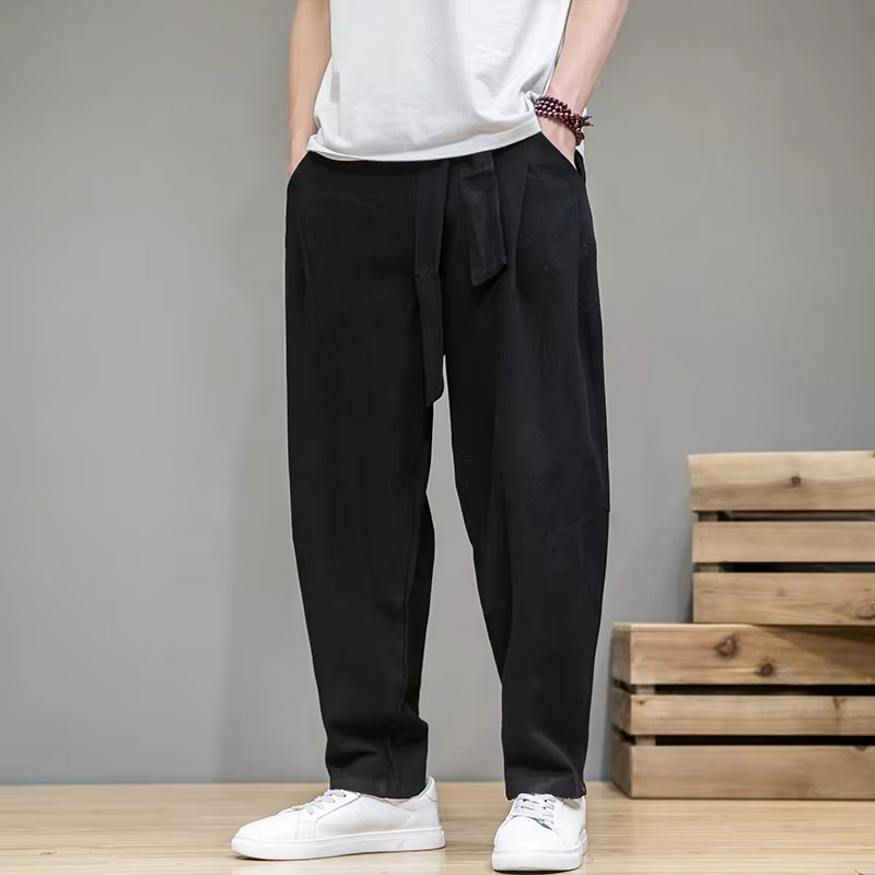 Men’s Cotton Linen Elastic Waist Harem Pants for Everyday Comfort