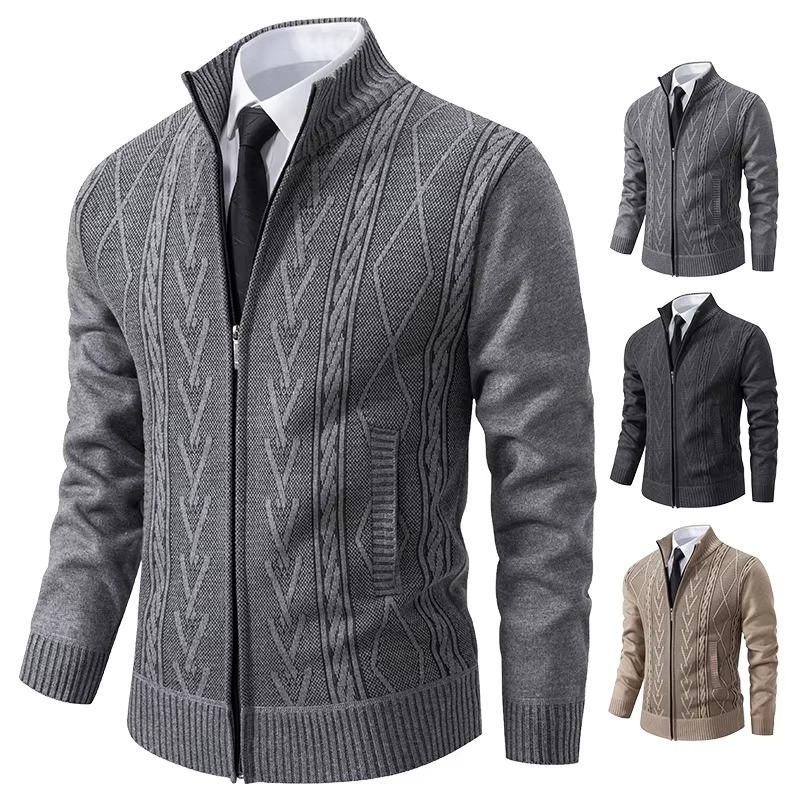 Men's Cashmere Padded Knit Sweater Jacket