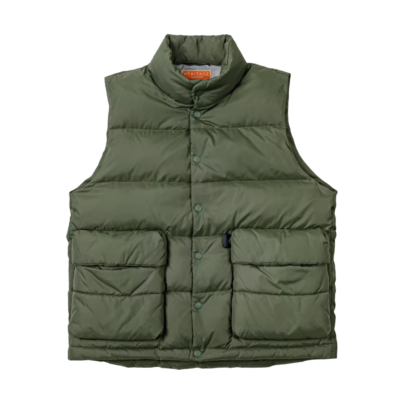 Men's Warm Down Vest with White Duck Down Filling and Stand Collar
