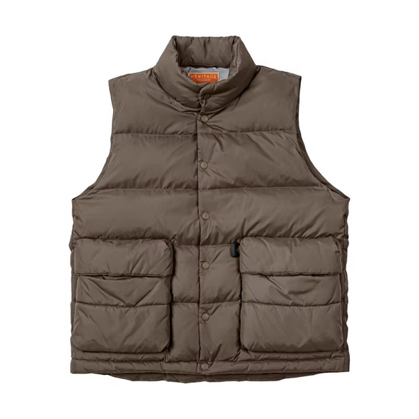 Men's Warm Down Vest with White Duck Down Filling and Stand Collar