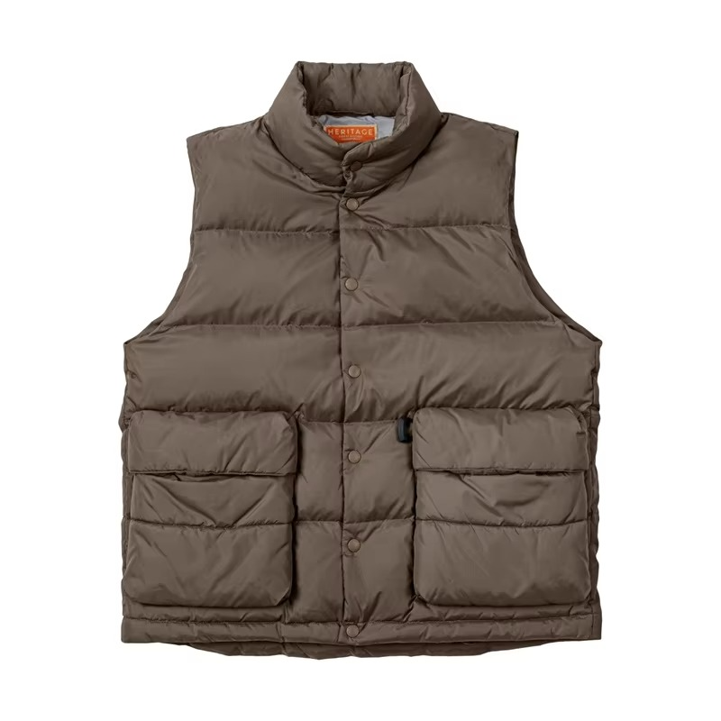 Men's Warm Down Vest with White Duck Down Filling and Stand Collar