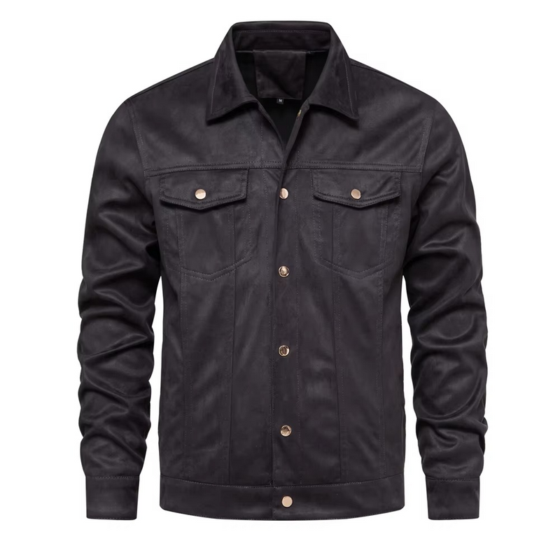 Men's Luxury Suede Leather Jacket – Classic Turn Down Collar Winter Style