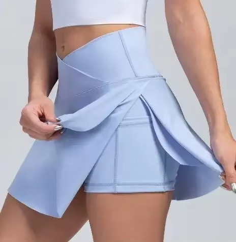 Women's High Waist Active Tennis Skirt with Built-in Shorts and Pockets