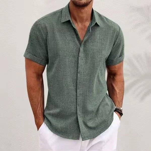 Men's Short Sleeve Linen Shirt for Summer