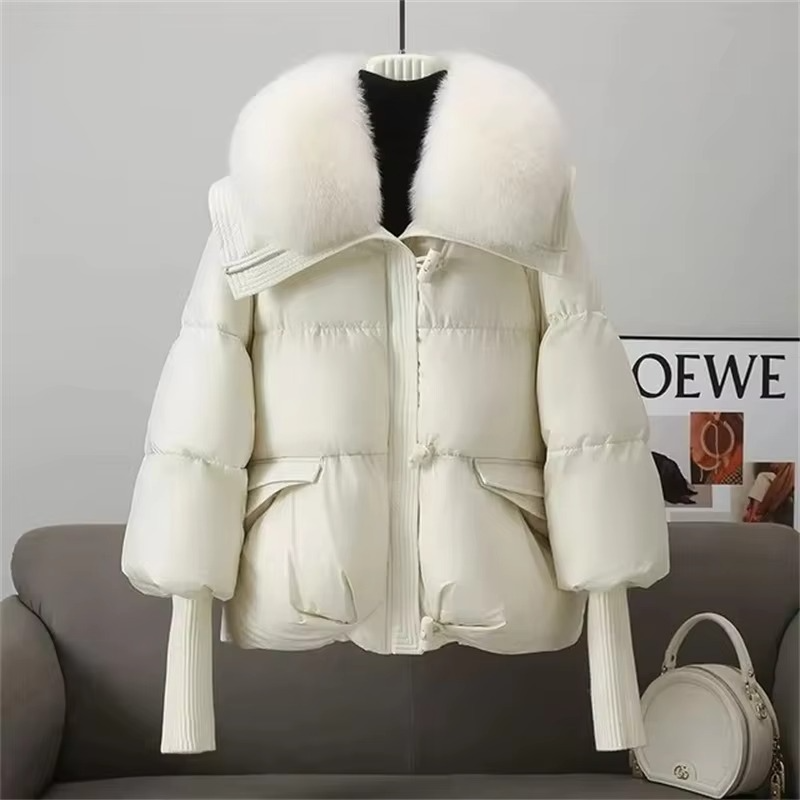 Women's 2025 Winter Parka Coat with Big Faux Fur Collar – Warm Down Cotton Outerwear