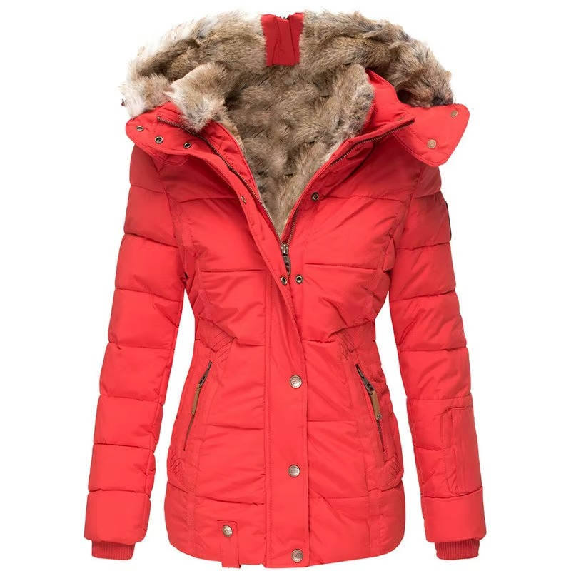 Women’s Luxury Winter Wool-Cotton Padded Hooded Parka Jacket