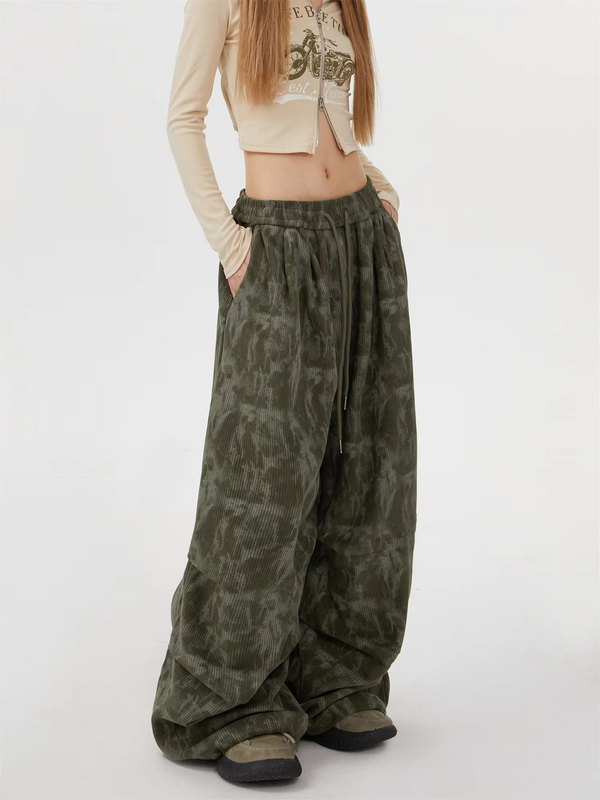 Vintage Corduroy Workwear Wide Leg Pants for Women in Dusty Pink