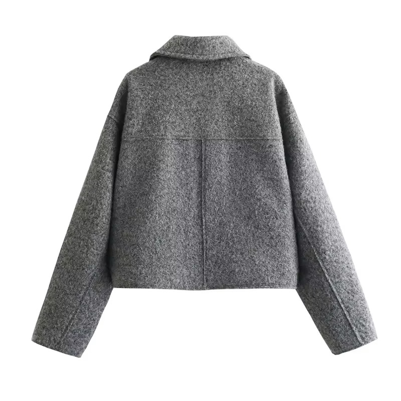 Tweed Cropped Jacket for Women – Chic Autumn Winter Short Zip Coat
