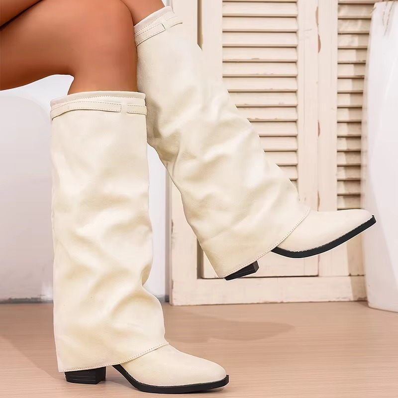 Elegant Slip On High Heel Knee High Boots for Women
