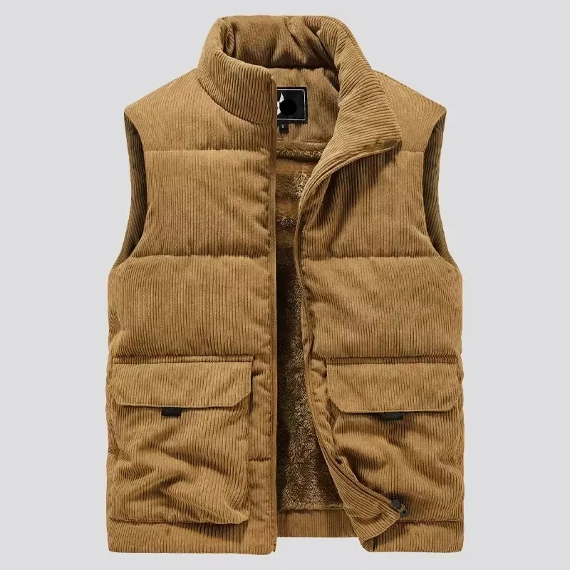 Men's Winter Wool Blend Padded Vest, Warm Sleeveless Jacket, Plus Size up to 6XL