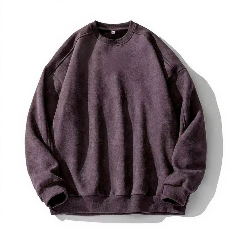 Men’s Suede Oversized Sweatshirt Pullover for Fall and Winter