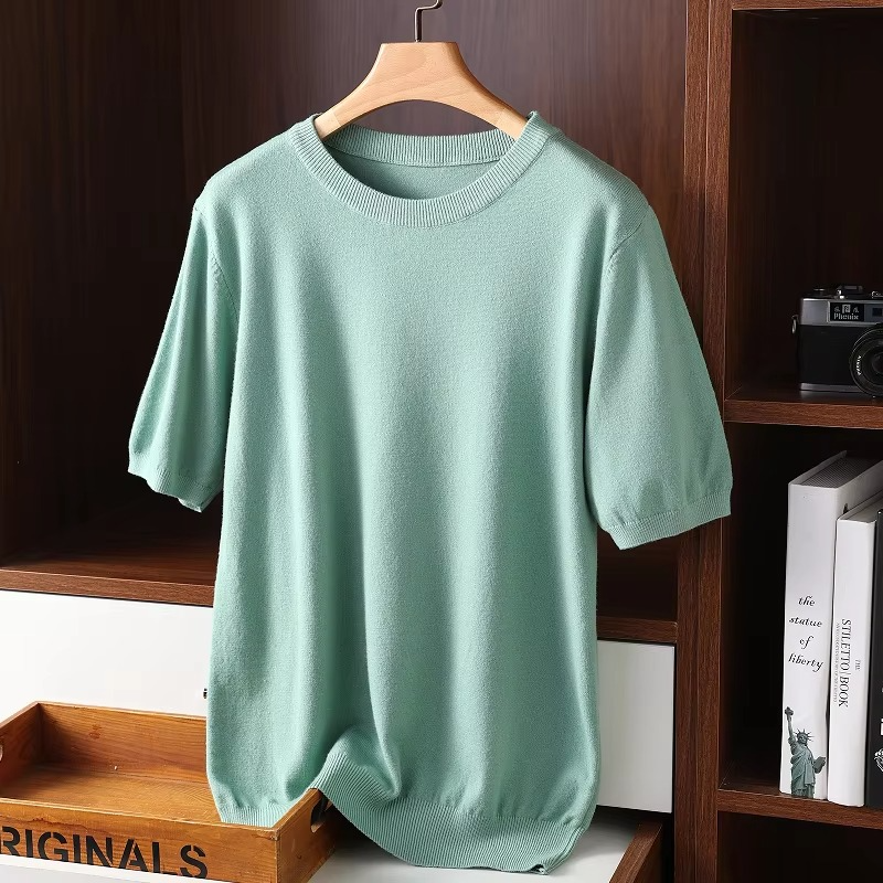 Men's Cashmere Short Sleeve O-Neck Sweater
