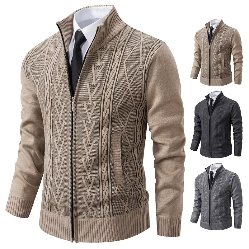 Men's Cashmere Padded Knit Sweater Jacket