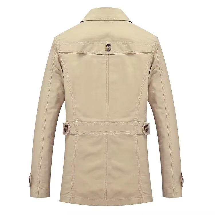 Men's Classic Single Breasted Trench Coat Casual Business Overcoat
