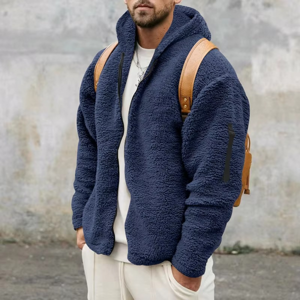Men's Reversible Fleece Hooded Jacket for Autumn and Winter