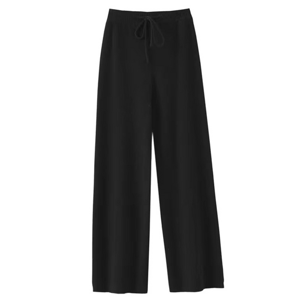 Women's High Waist Wide-Leg Woolen Knit Pants – Soft Comfort for Fall and Winter