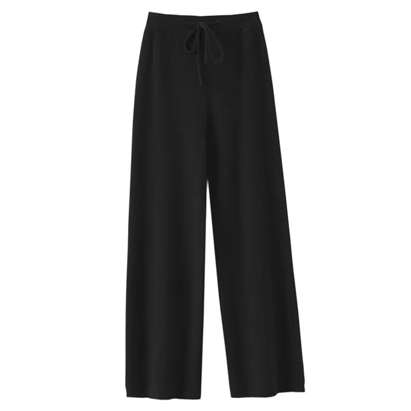 Women's High Waist Wide-Leg Woolen Knit Pants – Soft Comfort for Fall and Winter
