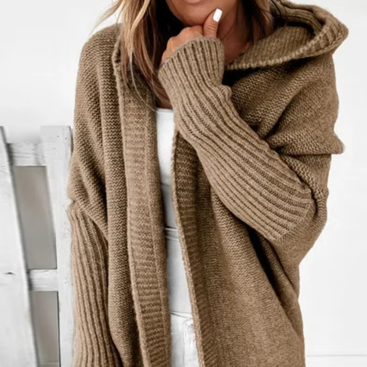 Cozy Long Hooded Knitted Cardigan for Women