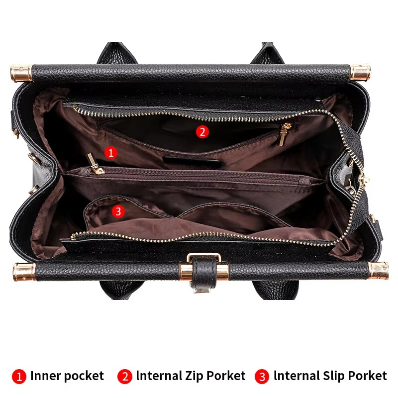 Genuine Leather Women's Crocodile Pattern Tote Bag, Large Capacity, Black