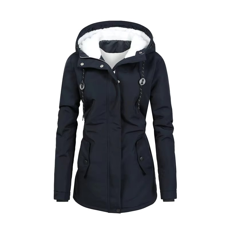 Women’s Retro Fleece Lined Mid-Length Hooded Winter Parka