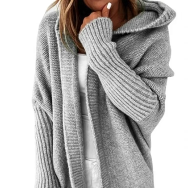 Cozy Long Hooded Knitted Cardigan for Women
