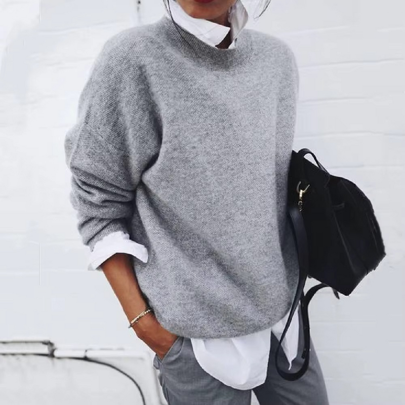 Women’s Knit Pullover with Shirt Collar Two Piece Look