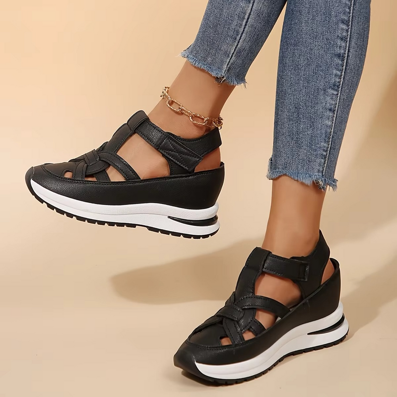 Women's Comfortable Solid Color Open Toe PU Fashion Sandals