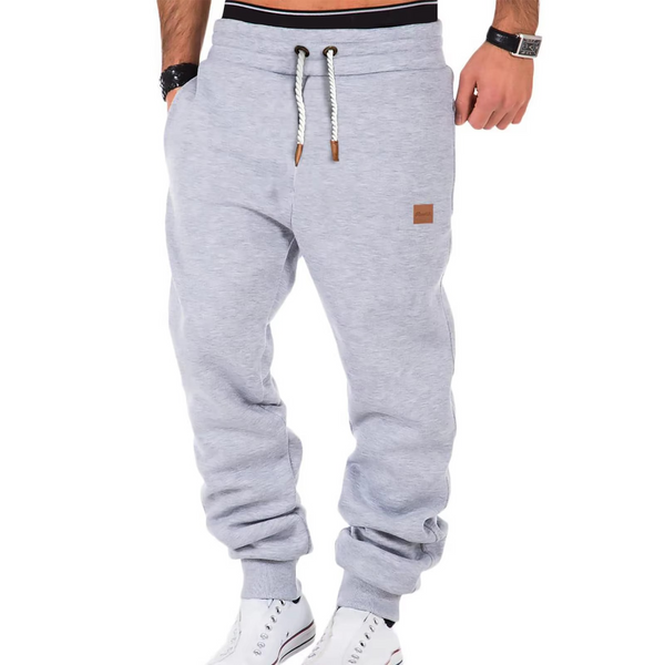 Men's Casual Sports Pants with Plush Lining and Adjustable Drawstring