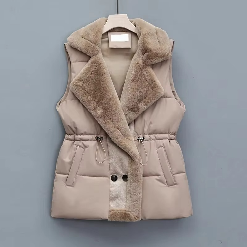 Autumn Winter 2025 Women's Sleeveless Down Cotton Vest with Suit Collar