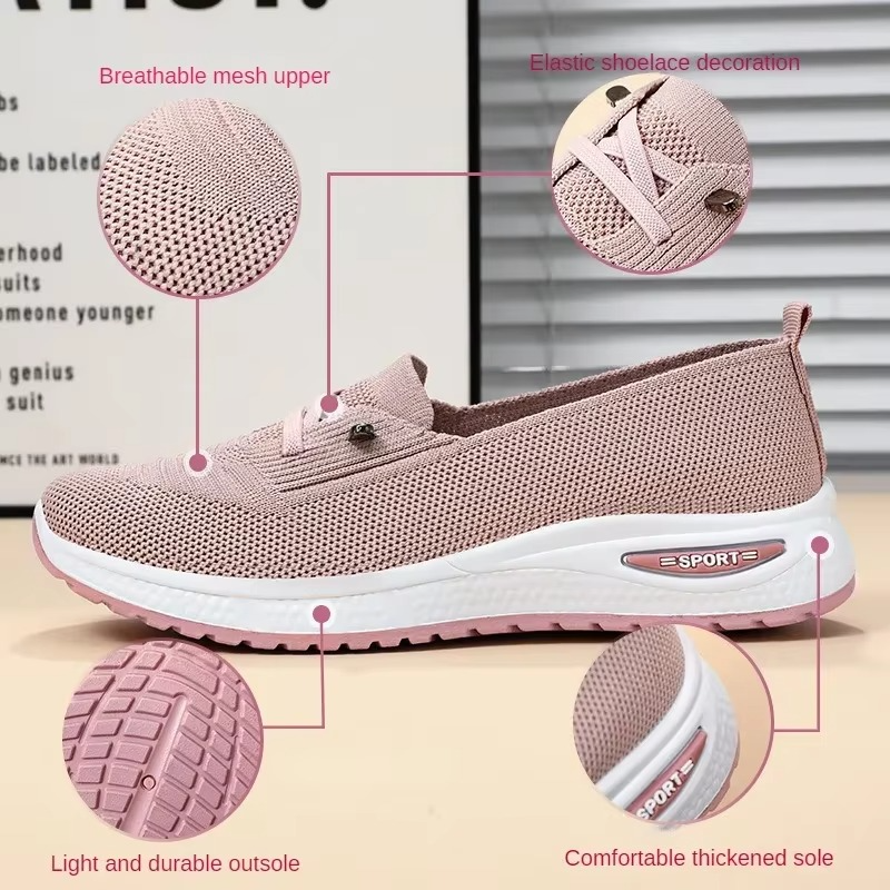 Women's Casual Sneakers 2025 Pink Chunky Sole Breathable Lightweight