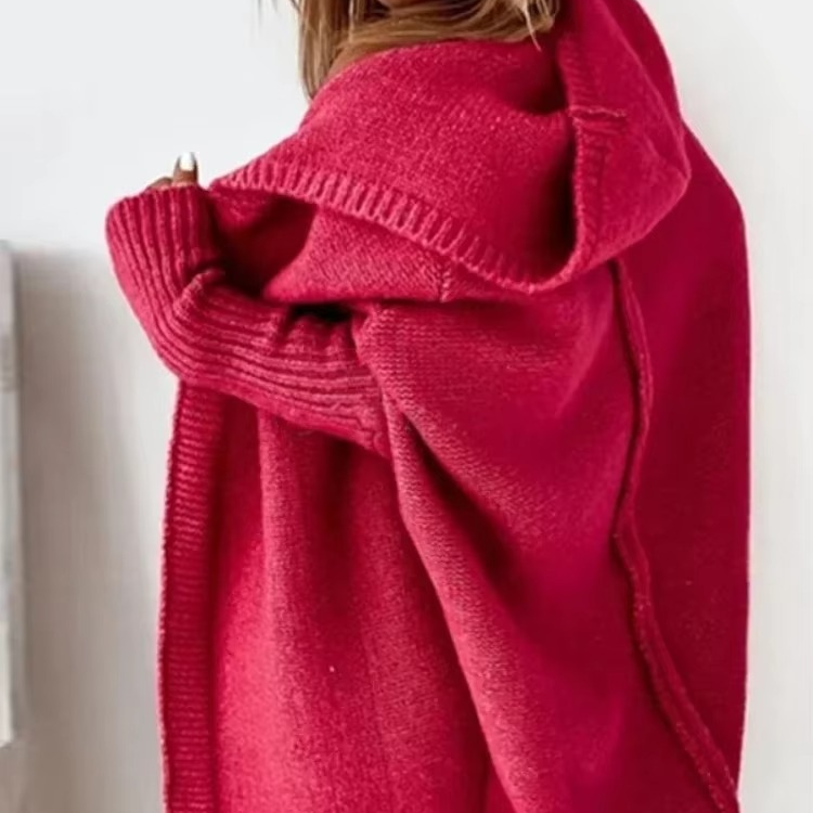 Cozy Long Hooded Knitted Cardigan for Women