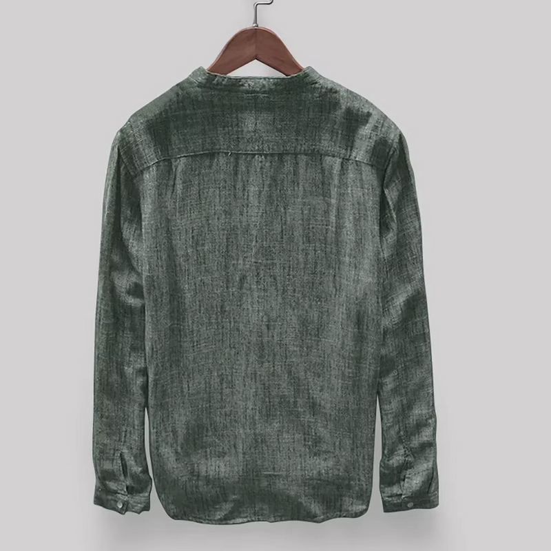 Men's 2025 Solid Color Cotton-Linen Long Sleeve Shirt
