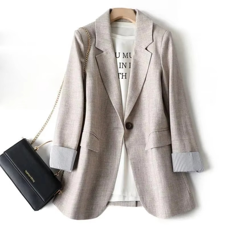Women's Long Sleeve Plaid Blazer, Business Casual Jacket for Office and Everyday Wear