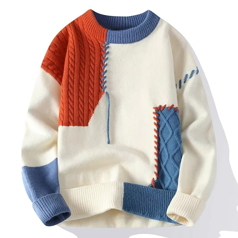 2025 Mens Streetwear Ripped Knit Sweater Warm Hip Hop Pullover for Winter and Autumn